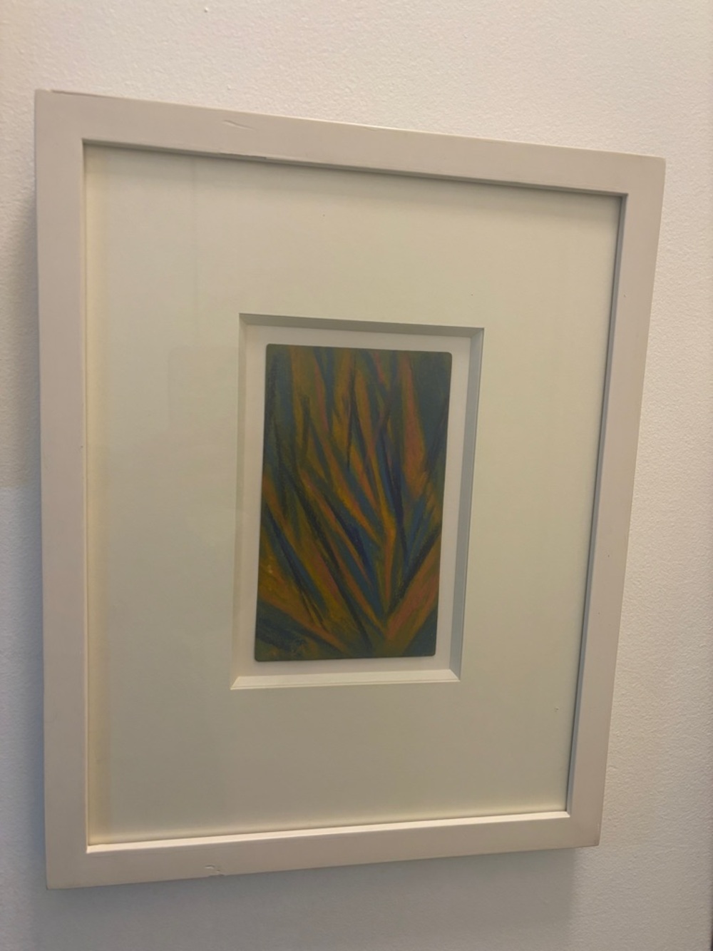 Framed Abstract Leaf Art Print in Blue and Gold